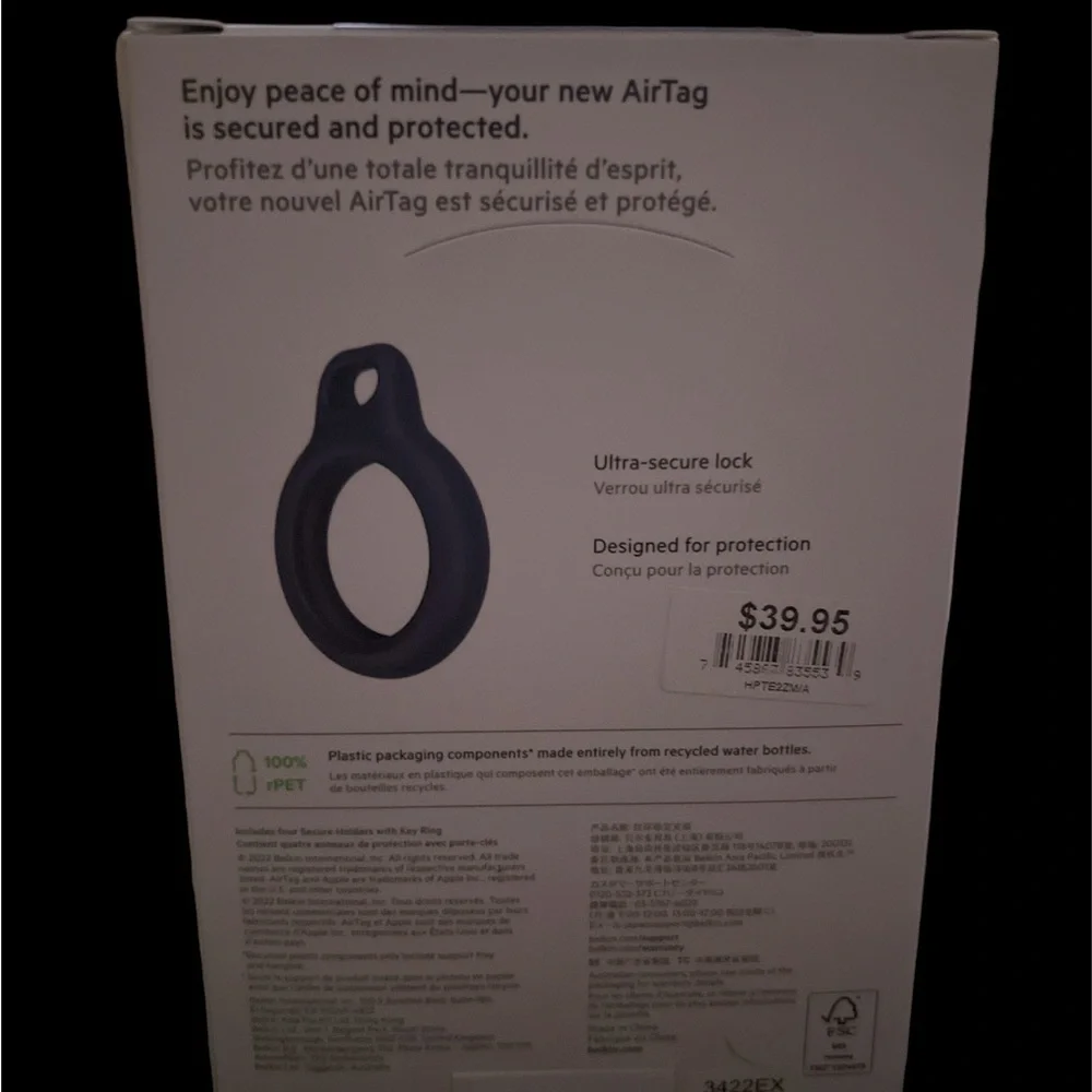 COPY - Belkin Secure Holder with Key Ring for AirTag 4 Pack.